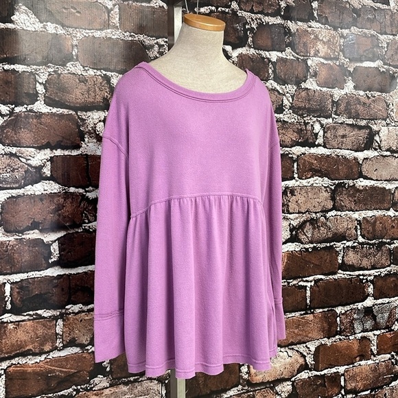 Free People Blouse Womens Small Purple Long Sleeve Oversize - Picture 8 of 16